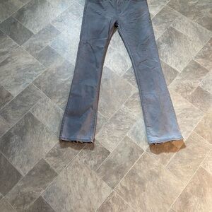 MNML Gray Straight Jeans with Tan Leather Patch